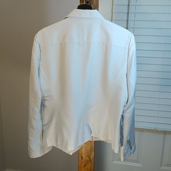 Neiman Marcus Exclusive Light Gray 100% Silk Long Sleeves Jacket Blazer Size 14 - Picture 2 of 12